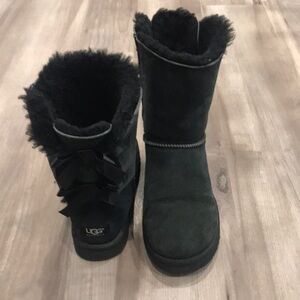 UGG, Size 10, Black, Bailey Bow Boots